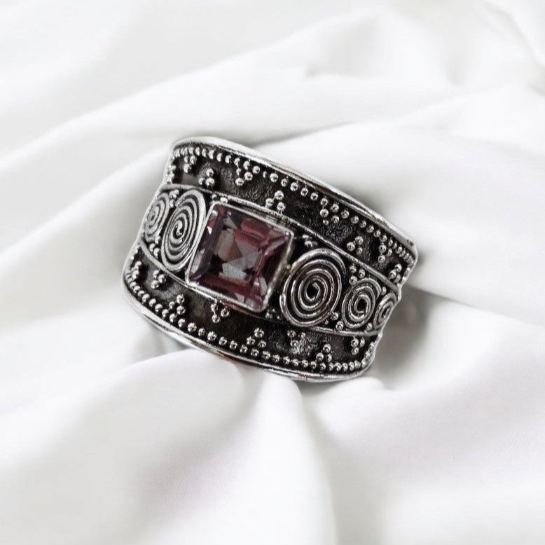 Bali Amethyst Silver Ring