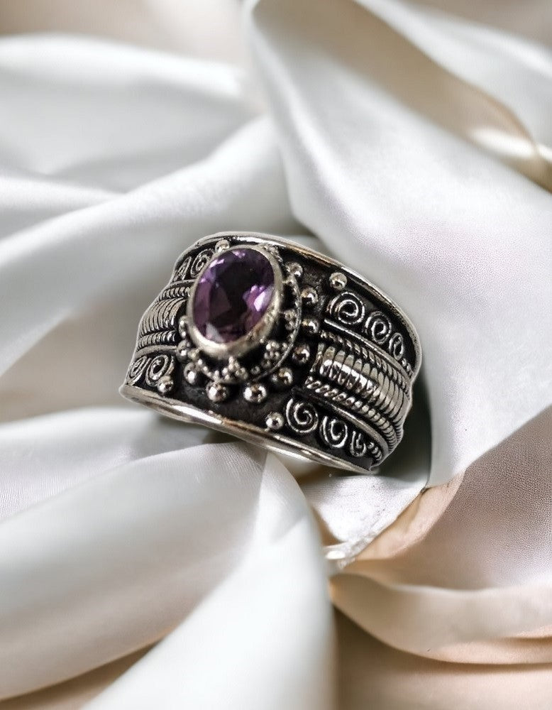 Bali Amethyst Silver Ring