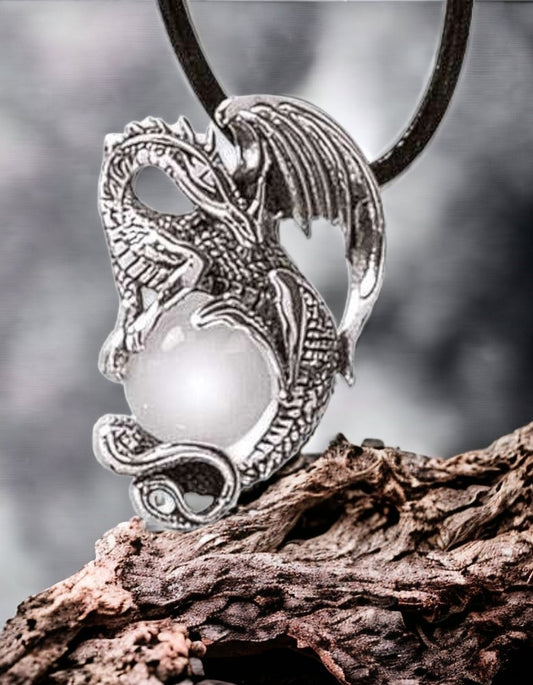 STERLING SILVER CRYSTAL DRAGON PENDANT