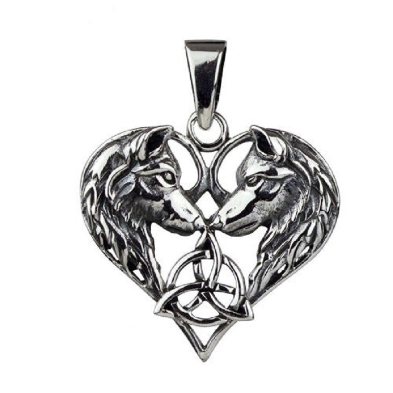 STERLING SILVER PENDANT WOLF HEART