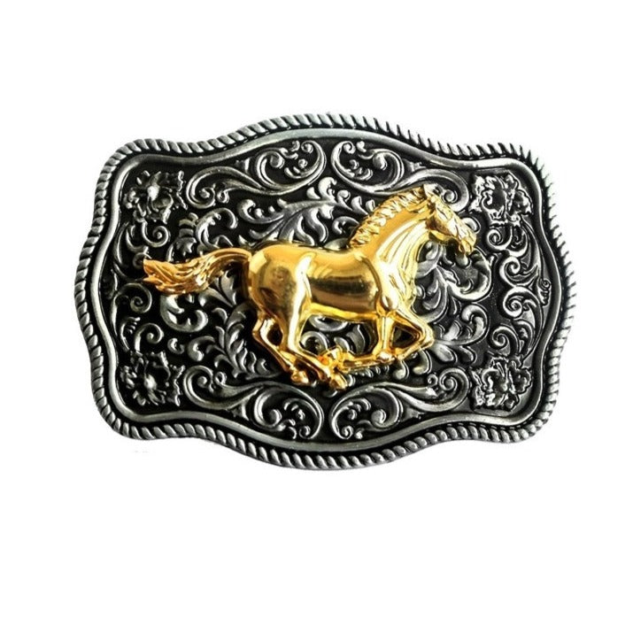 BELT BUCKLE WITH GOLDEN HORSE