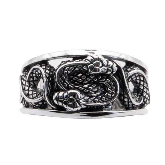 Double Snakes Sterling Silver Ring