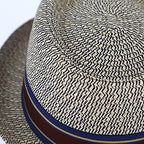 Melange pork pie kaabu triibulise paelaga – unisex reisimüts sinine