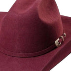 Wool Felt Western Cowboy Hat - Wyoming Burgundy with Rhinestone Buckle