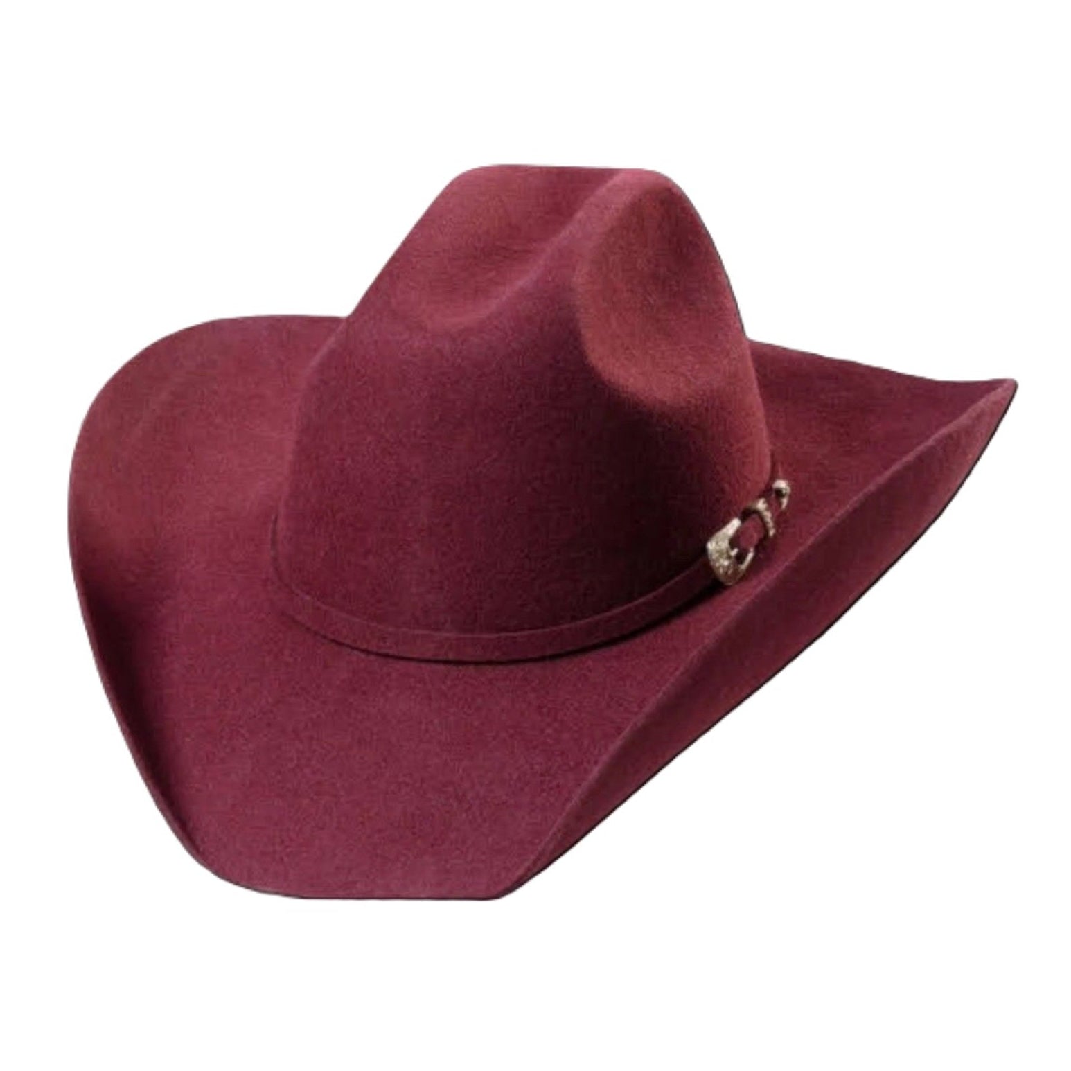 Wool Felt Western Cowboy Hat - Wyoming Burgundy with Rhinestone Buckle