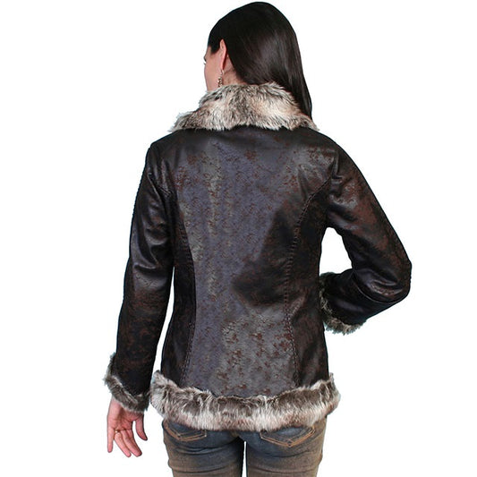 STYLISH MOTTLED FAUX SHEARLING JACKET