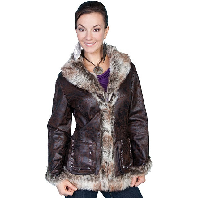 STYLISH MOTTLED FAUX SHEARLING JACKET