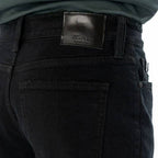 Men's Black Denim Regular Straight Jeans - Premium Over-Dyed Stretch Denim