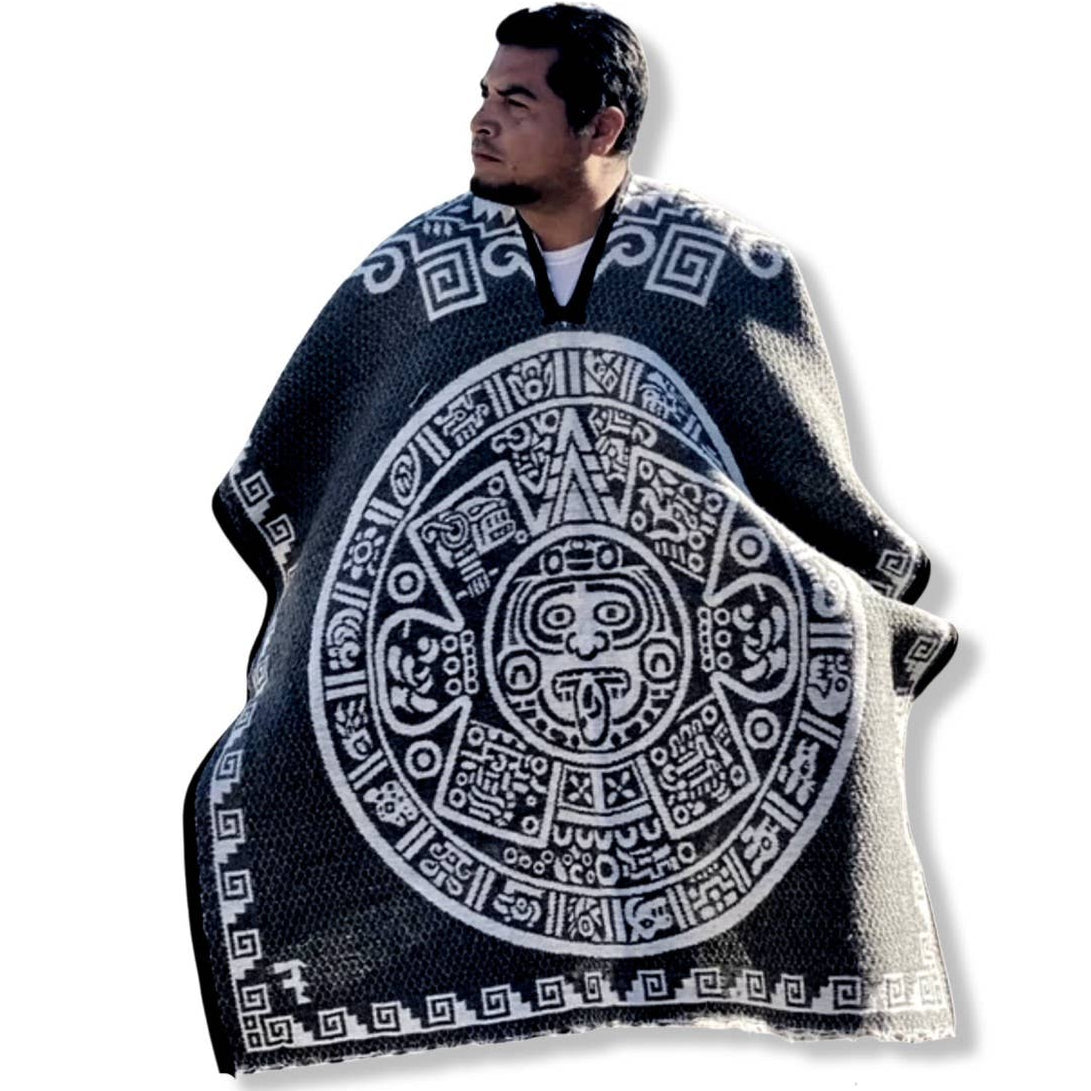 AUTHENTIC MEXICAN PONCHO AZTEC CALENDER