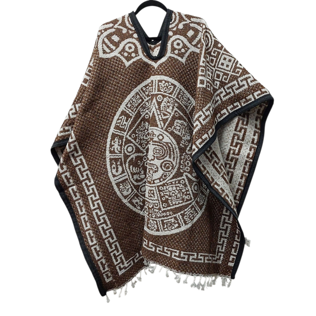 AUTHENTIC MEXICAN PONCHO AZTEC CALENDER