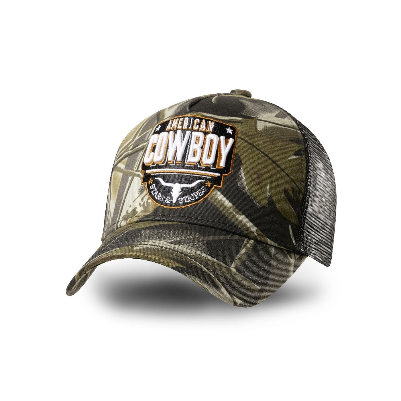 American Cowboy Trucker Cap - Camo Western Snapback Hat