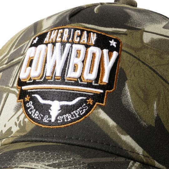 American Cowboy Trucker Cap - Camo Western Snapback Hat
