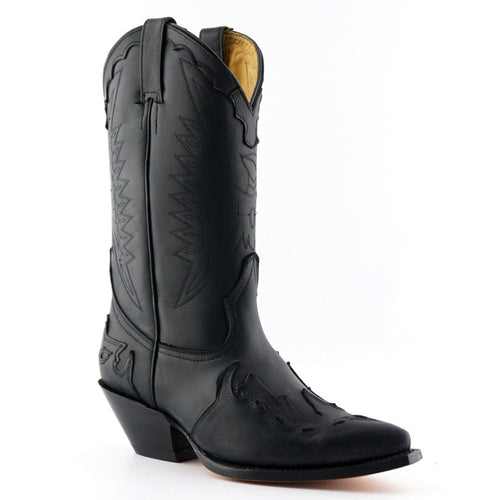 Arizona Black Leather Western Cowboy Boots - Mexican Handcrafted Boots for Men