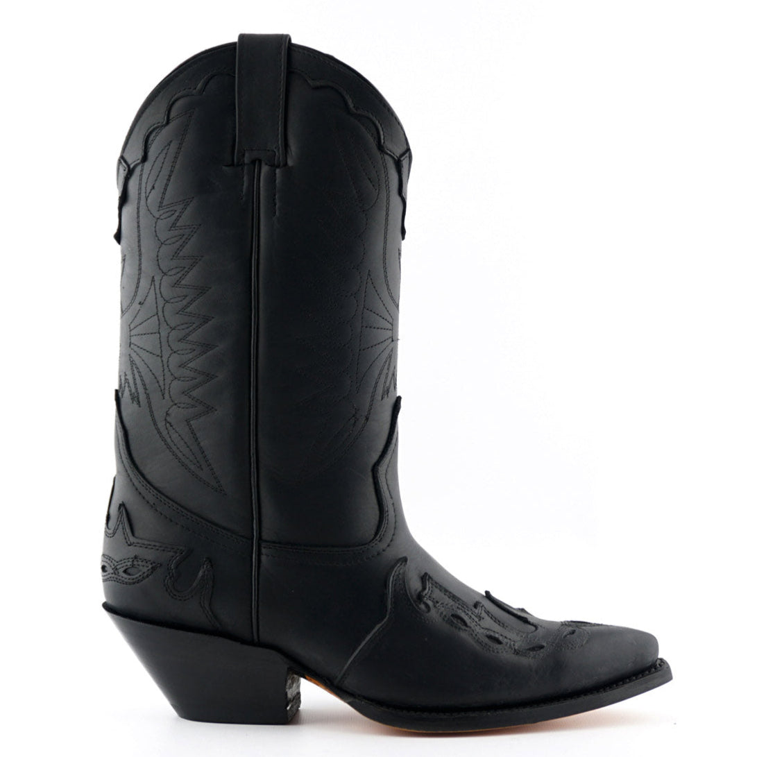 Arizona Black Leather Western Cowboy Boots - Mexican Handcrafted Boots for Men