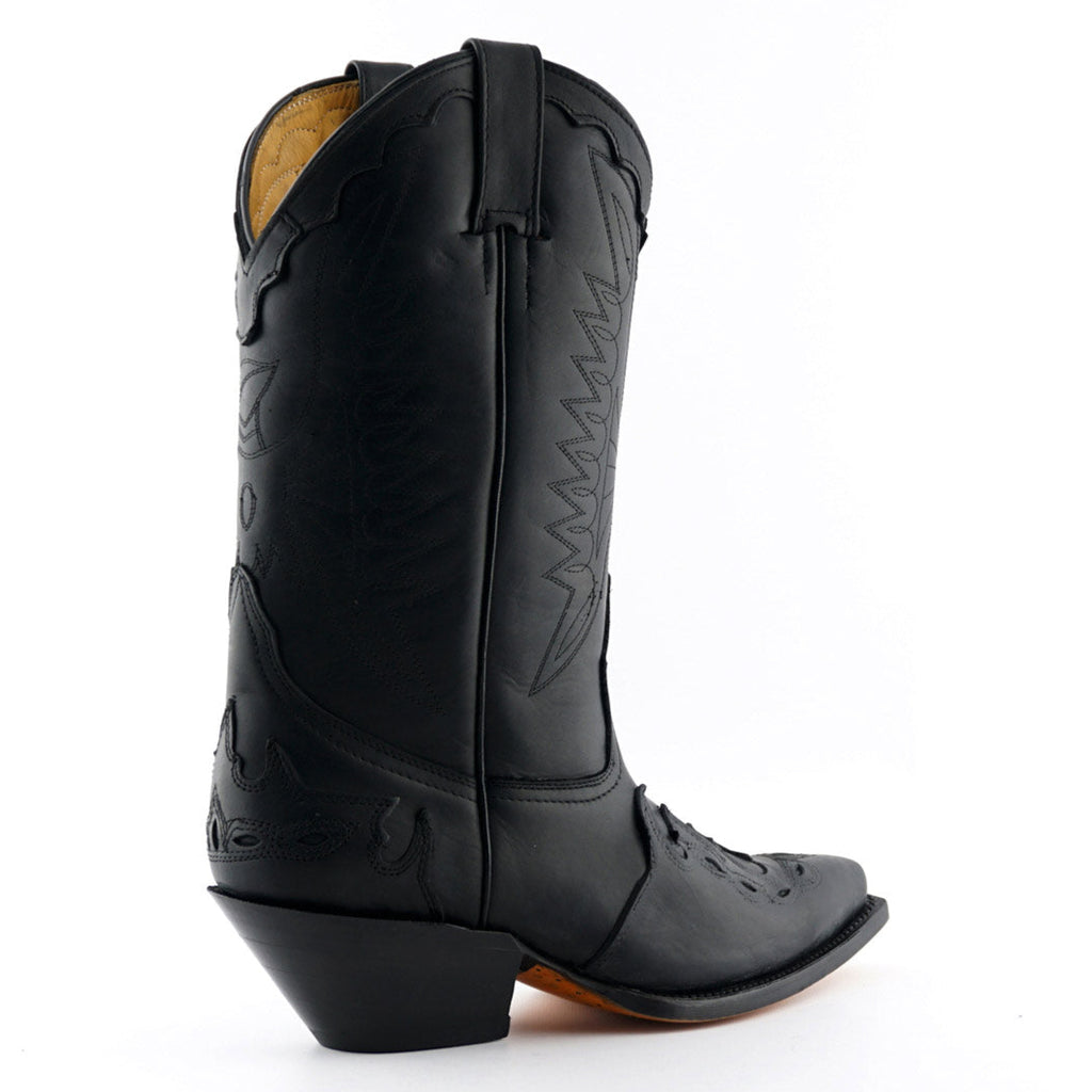 Arizona Black Leather Western Cowboy Boots - Mexican Handcrafted Boots for Men