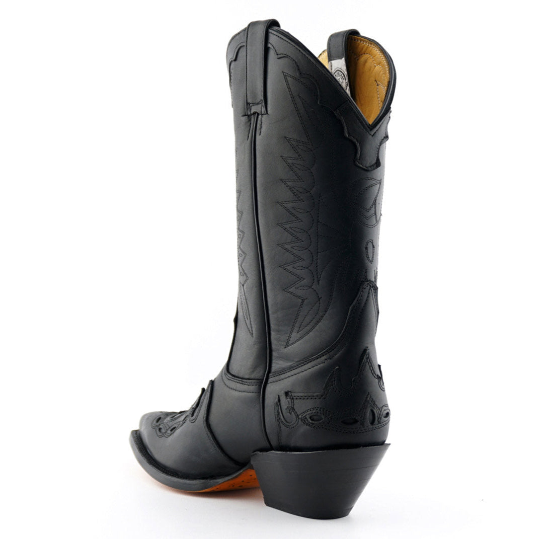 Arizona Black Leather Western Cowboy Boots - Mexican Handcrafted Boots for Men