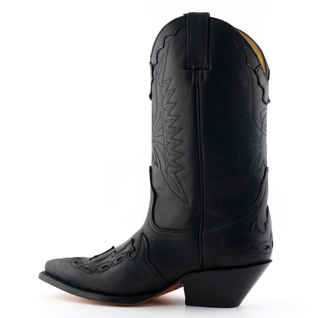 Arizona Black Leather Western Cowboy Boots - Mexican Handcrafted Boots for Men