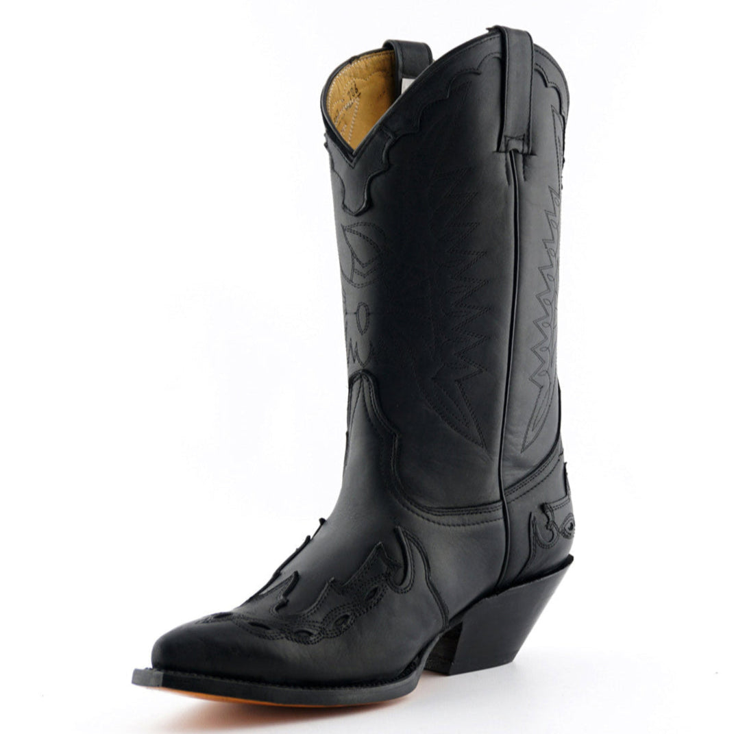 Arizona Black Leather Western Cowboy Boots - Mexican Handcrafted Boots for Men