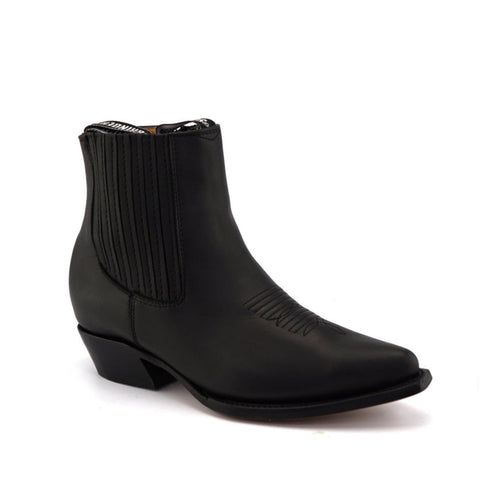 Austin Black Zippered Western Ankle Boots - Goodyear Welt Leather Cowboy Boots for Men