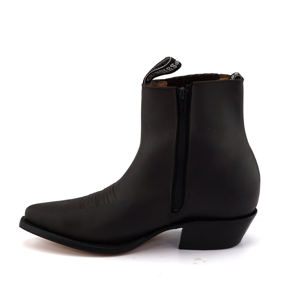 Austin Brown Zippered Western Ankle Boots - Goodyear Welt Leather Cowboy Boots for Men