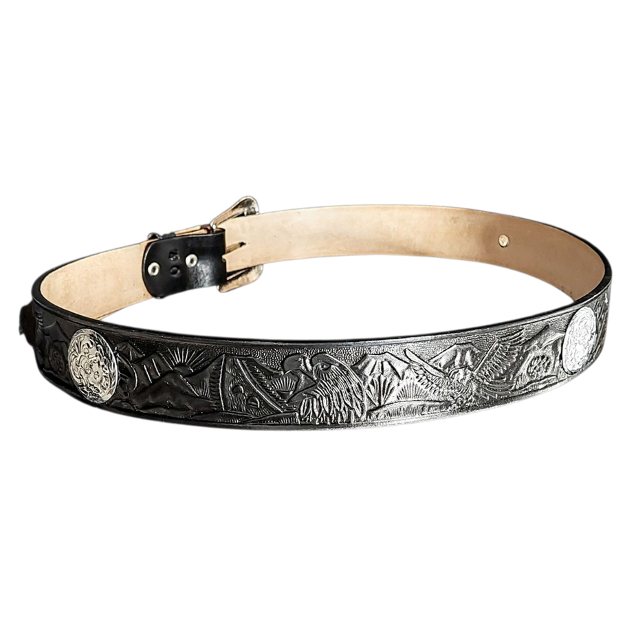BLACK WESTERN BELT WITH DECORATION