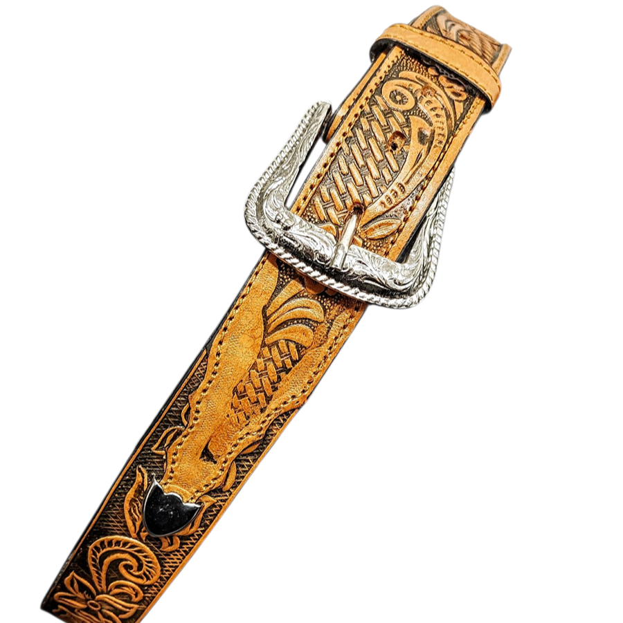BROWN WESTERN BELT WITH DECORATIONS