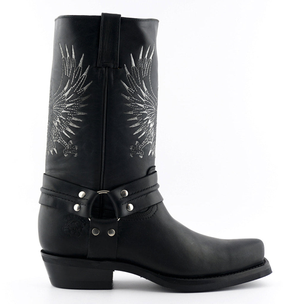 Bald Eagle Tall Western Boots - Leather Boots with Eagle Embroidery & O-Ring Harness for Men & Women