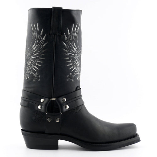 Bald Eagle Tall Western Boots - Leather Boots with Eagle Embroidery & O-Ring Harness for Men & Women