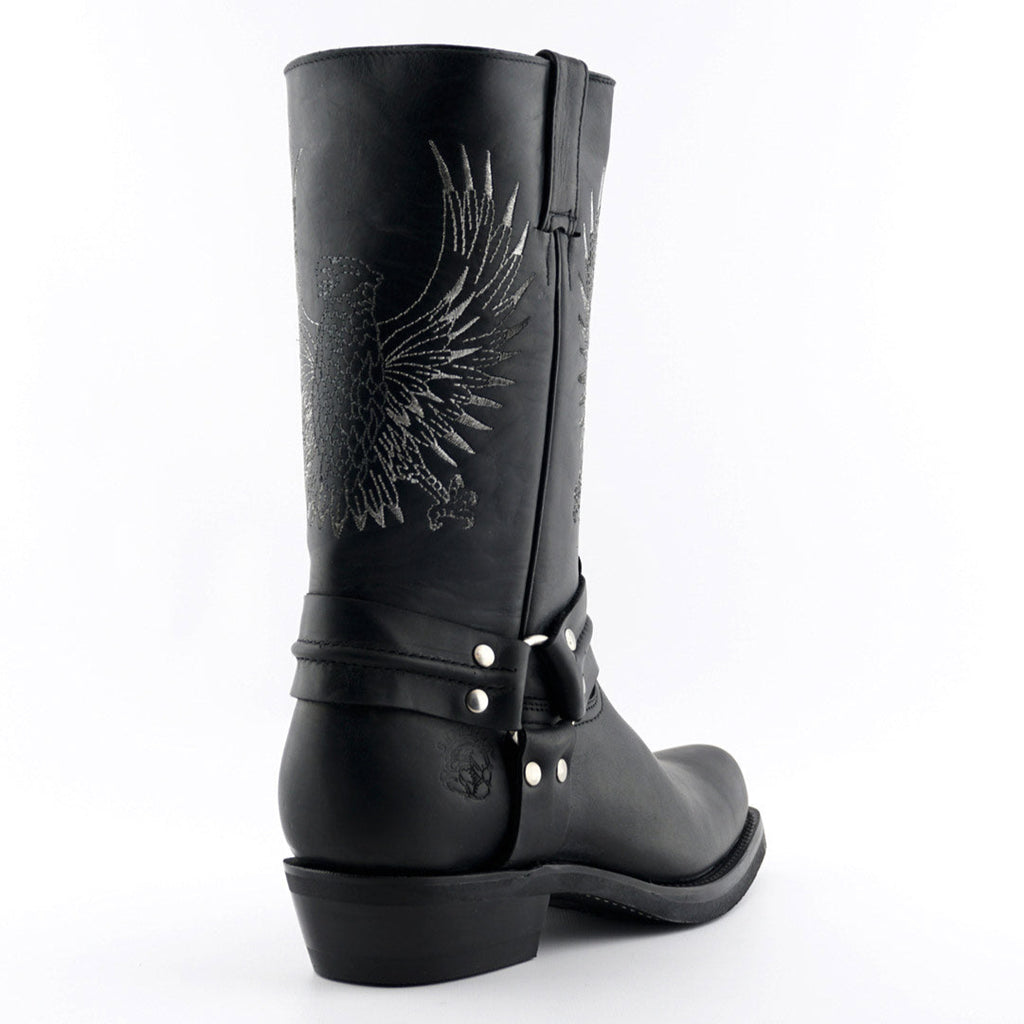 Bald Eagle Tall Western Boots - Leather Boots with Eagle Embroidery & O-Ring Harness for Men & Women
