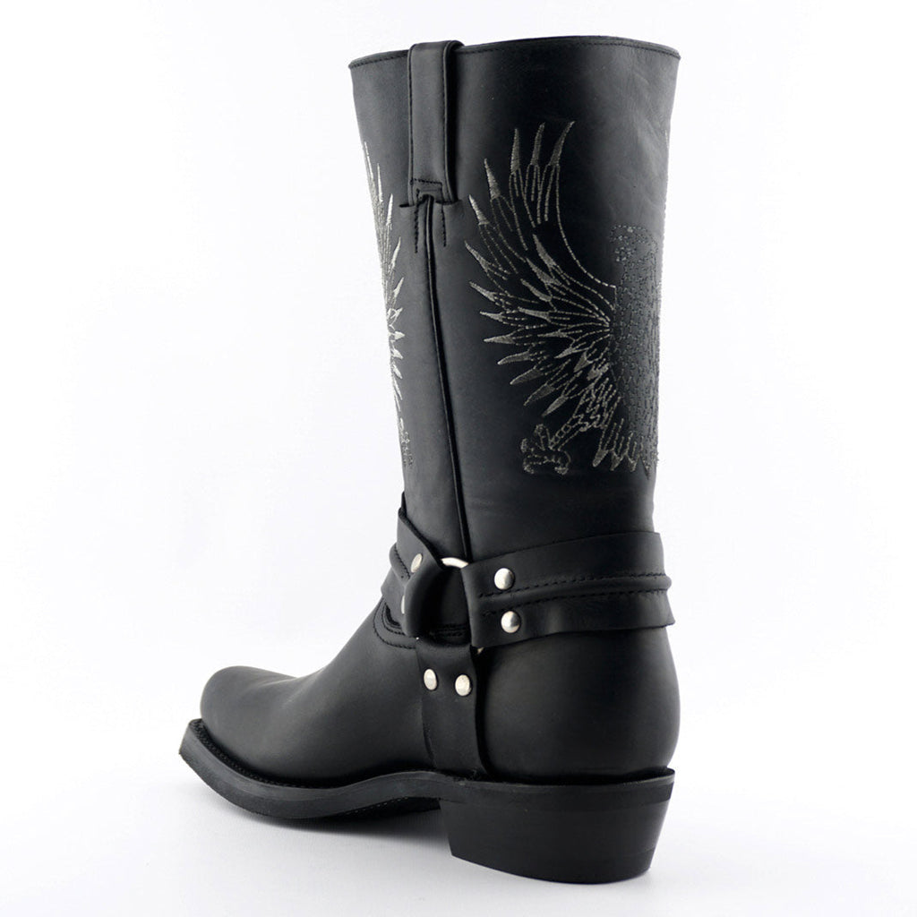 Bald Eagle Tall Western Boots - Leather Boots with Eagle Embroidery & O-Ring Harness for Men & Women