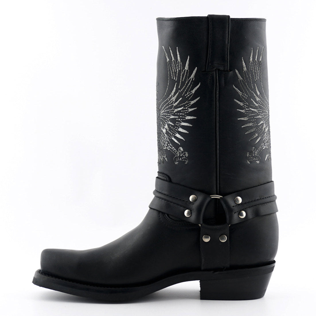 Bald Eagle Tall Western Boots - Leather Boots with Eagle Embroidery & O-Ring Harness for Men & Women