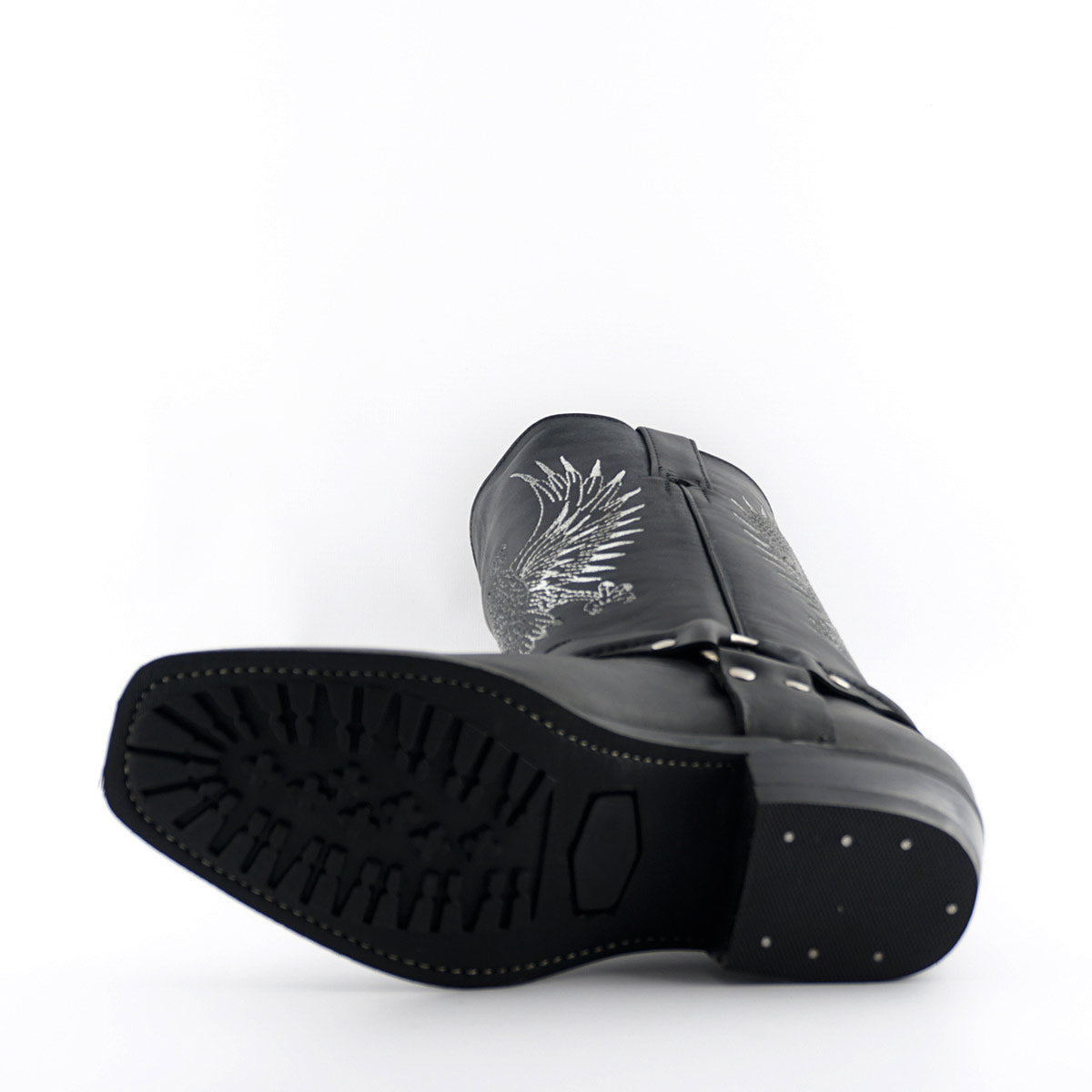 Bald Eagle Tall Western Boots - Leather Boots with Eagle Embroidery & O-Ring Harness for Men & Women