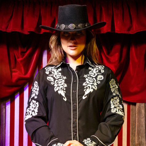 Black Faux Felt Cowboy Hat Juan - Western Hat with Leather Concho Band