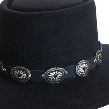 Black Faux Felt Cowboy Hat Juan - Western Hat with Leather Concho Band