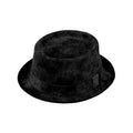 Black Leather Porkpie Hat - Vintage Fiebig Leader Style