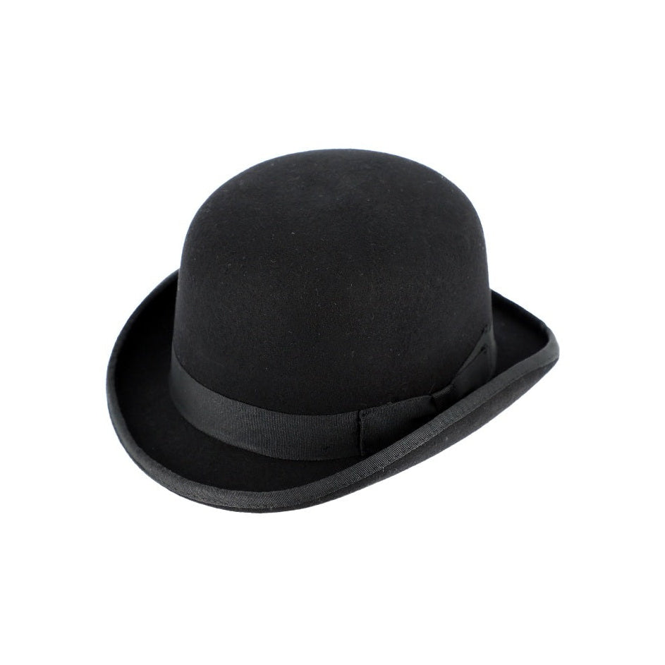 Black Wool Felt Bowler Hat - Classic Derby Bob Hat