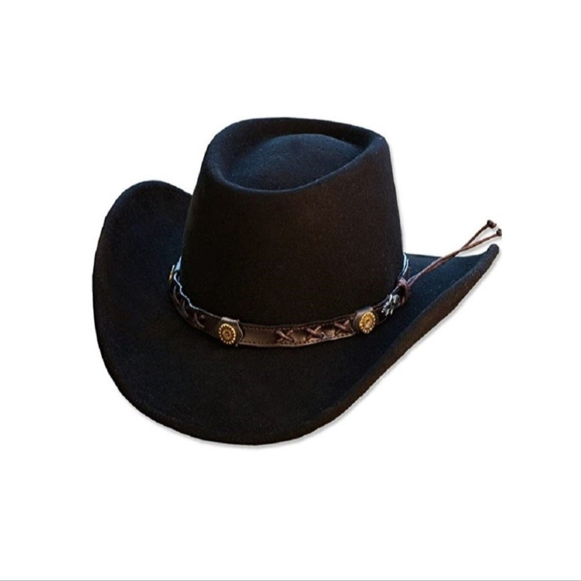 Black Wool Felt Cowboy Hat Gambler - Shapeable Western Hat