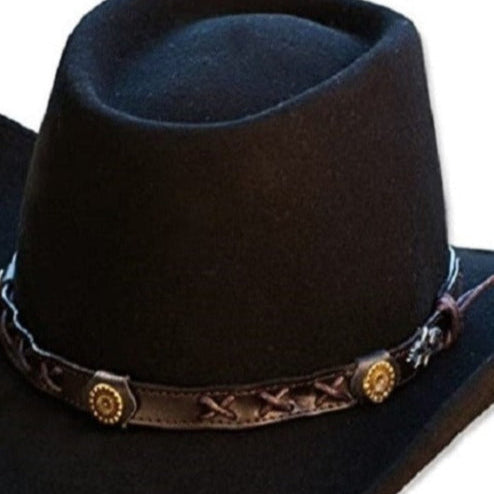 Black Wool Felt Cowboy Hat Gambler - Shapeable Western Hat