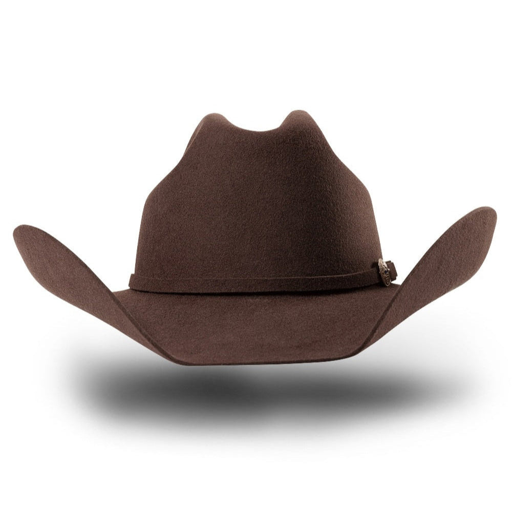 Brown Wool Felt Western Cowboy Hat - Wyoming with Rhinestone Buckle