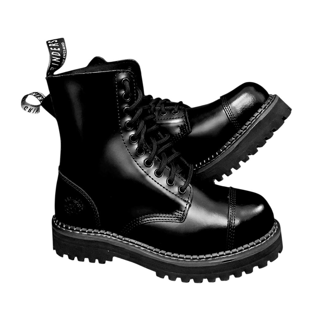 Bulldog CS Black Leather Derby Combat Boots - Goodyear Welted Lace-Up Boots for Men & Women
