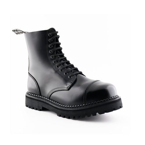 Bulldog CS Black Leather Derby Combat Boots - Goodyear Welted Lace-Up Boots for Men & Women