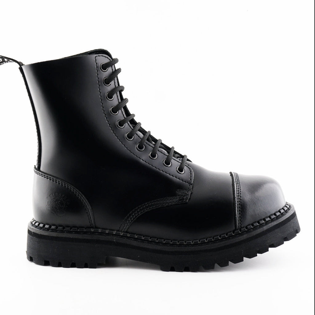 Bulldog CS Black Leather Derby Combat Boots - Goodyear Welted Lace-Up Boots for Men & Women