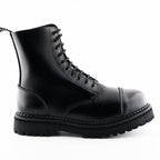 Bulldog CS Black Leather Derby Combat Boots - Goodyear Welted Lace-Up Boots for Men & Women