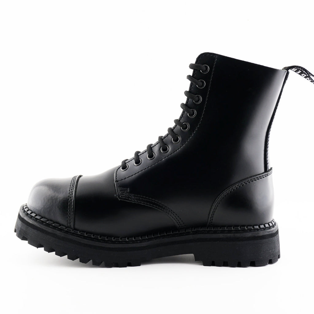 Bulldog CS Black Leather Derby Combat Boots - Goodyear Welted Lace-Up Boots for Men & Women