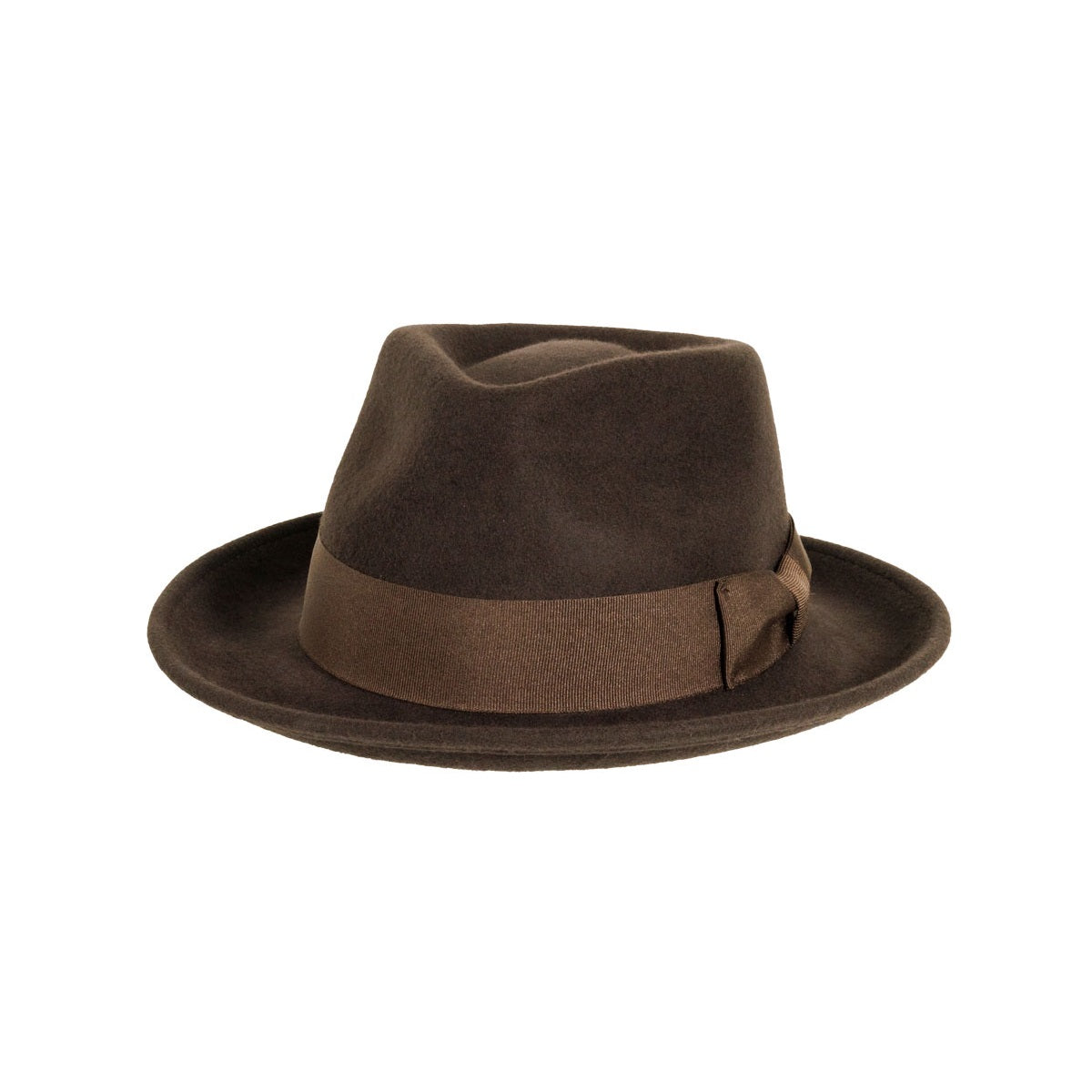 CRUSHABLE WOOL FELT FEDORA HAT NEWARK BROWN
