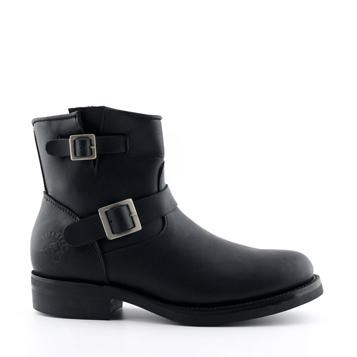 Charger Black Leather Engineer Ankle Boots - Double Buckle Harness Biker Boots for Men & Women