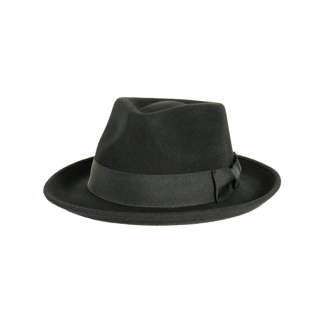 Crushable Wool Felt Fedora Hat Newark Black - classic hat