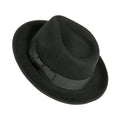Crushable wool felt fedora hat Newark black