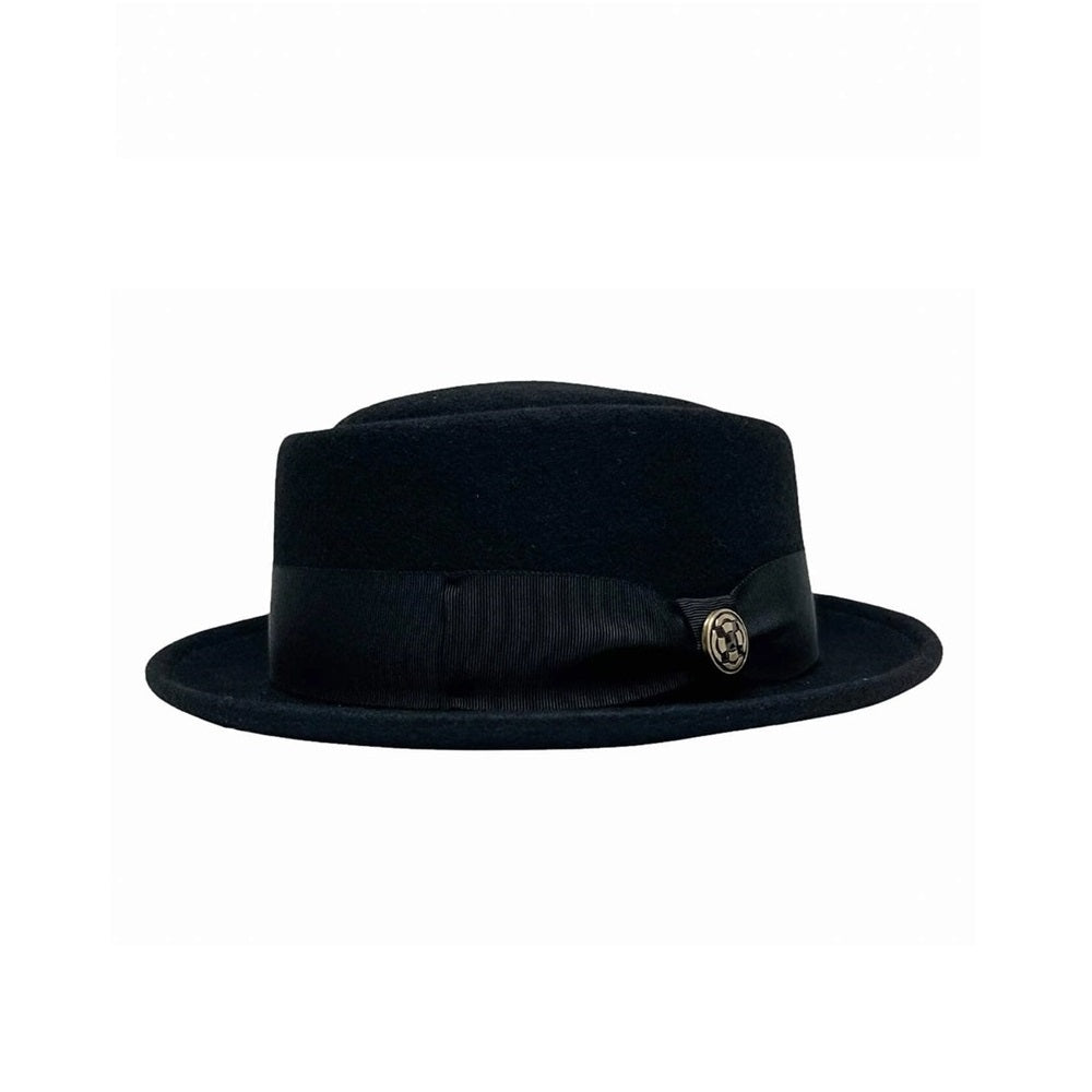 Crushable felt hat pork pie Town black - Adjustable Wool Felt Fedora