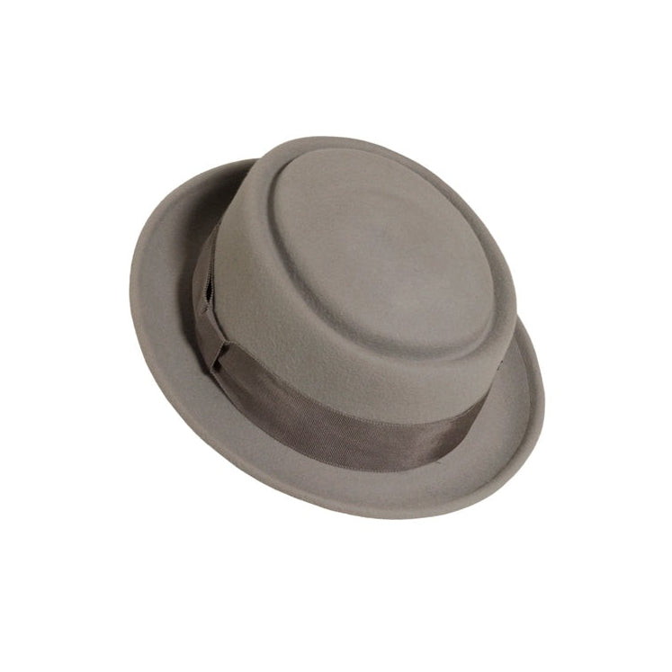 Crushable felt hat pork pie Town grey - Adjustable Wool Felt Fedora